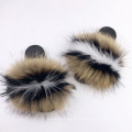 HSTX02-4 high quality raccoon fur slides 2020 new designed slippers for men